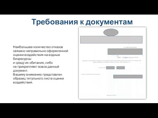 Наибольшее количество отказов связано неправильно оформленной оценки воздействия на водные биоресурсы и среду