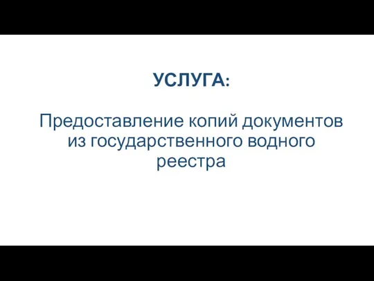 УСЛУГА: Предоставление копий документов из государственного водного реестра