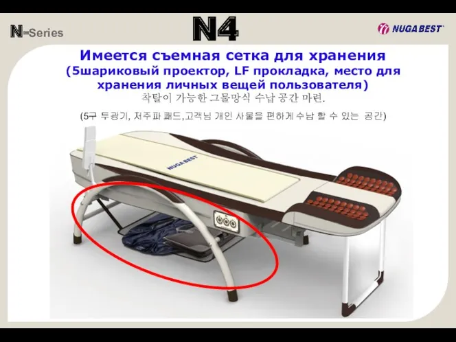 N-Series N4 Имеется съемная сетка для хранения (5шариковый проектор, LF прокладка, место для