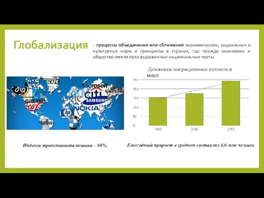 - процессы объединения или сближения экономических, социальных и культурных норм