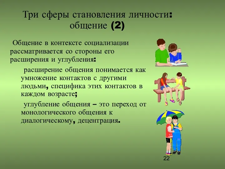 Три сферы становления личности: общение (2) Общение в контексте социализации