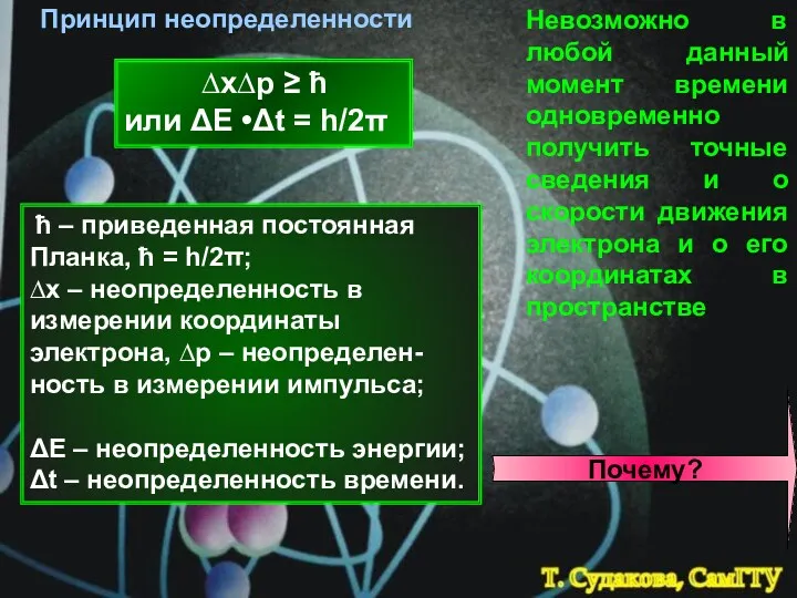 Принцип неопределенности Невозможно в любой данный момент времени одновременно получить