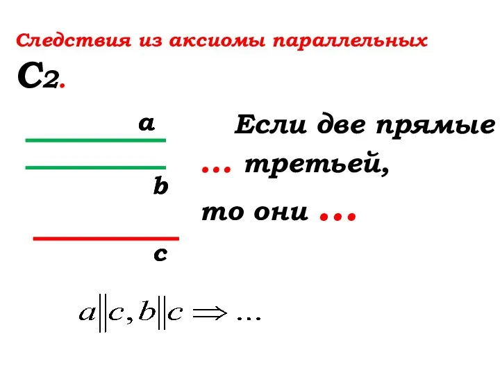 Если две прямые … третьей, то они … Следствия из аксиомы параллельных С2.