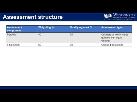 Assessment structure