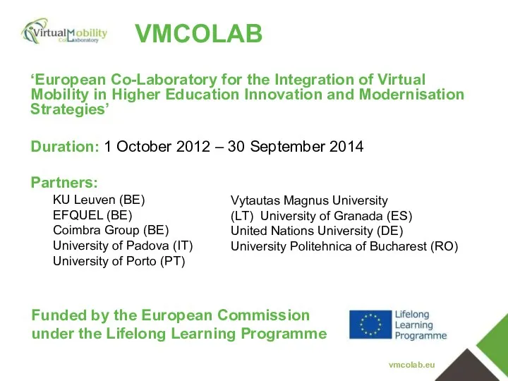 VMCOLAB ‘European Co-Laboratory for the Integration of Virtual Mobility in