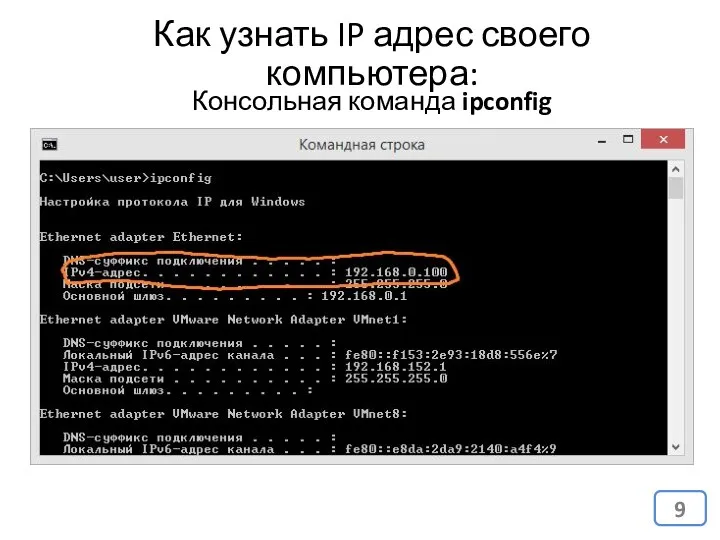 Как узнать IP адрес своего компьютера: Консольная команда ipconfig