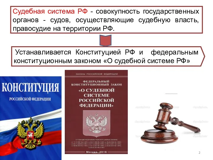 Судебная система РФ - совокупность государственных органов - судов, осуществляющие