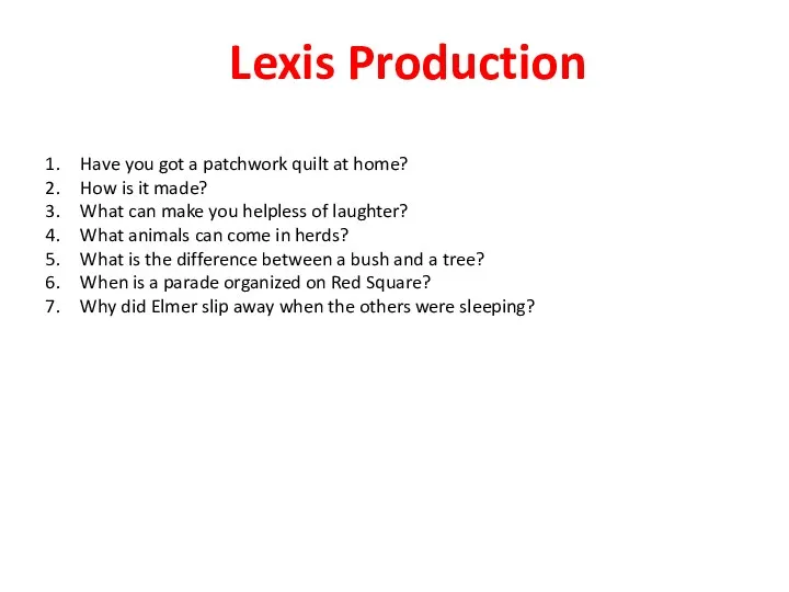 Lexis Production Have you got a patchwork quilt at home?