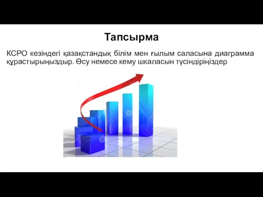 Тапсырма КСРО кезіндегі қазақстандық білім мен ғылым саласына диаграмма құрастырыңыздыр. Өсу немесе кему шкаласын түсіндіріңіздер