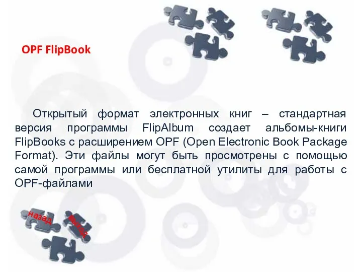 Открытый формат электронных книг – стандартная версия программы FlipAlbum создает альбомы-книги FlipBooks с