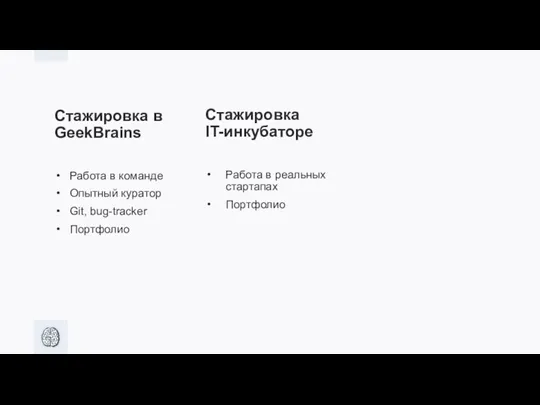 Стажировка в GeekBrains Работа в команде Опытный куратор Git, bug-tracker