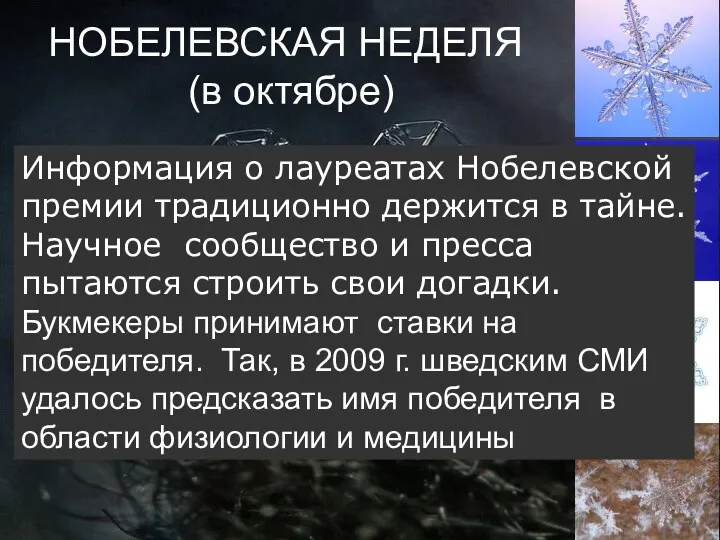 Информация о лауреатах Нобелевской премии традиционно держится в тайне. Научное сообщество и пресса