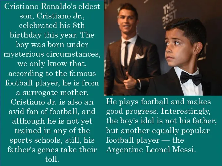 Cristiano Ronaldo's eldest son, Cristiano Jr., celebrated his 8th birthday