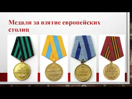 Медали за взятие европейских столиц