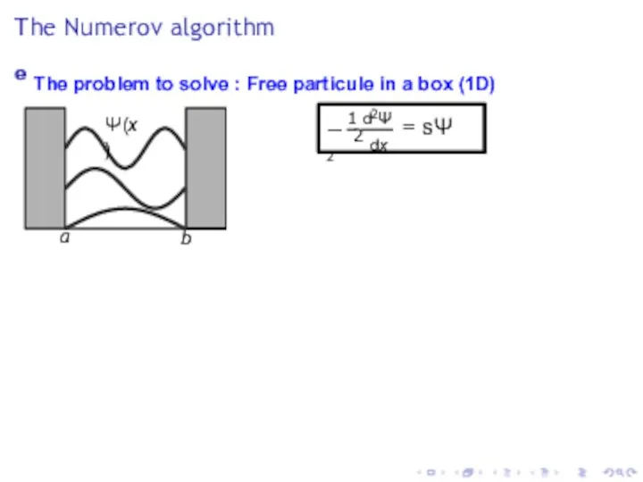 The Numerov algorithm e The problem to solve : Free