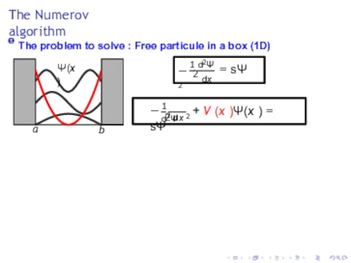 The Numerov algorithm e The problem to solve : Free