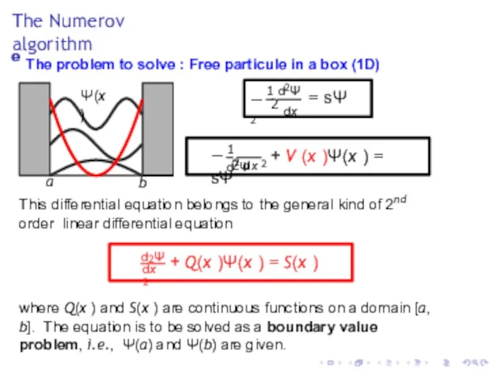 The Numerov algorithm e The problem to solve : Free