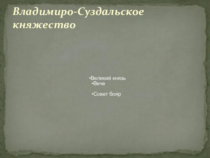 Владимиро-Суздальское княжество Великий князь Вече Совет бояр