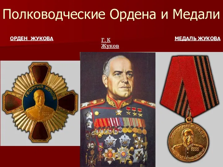 Полководческие Ордена и Медали МЕДАЛЬ ЖУКОВА ОРДЕН ЖУКОВА Г. К Жуков