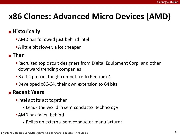 x86 Clones: Advanced Micro Devices (AMD) Historically AMD has followed