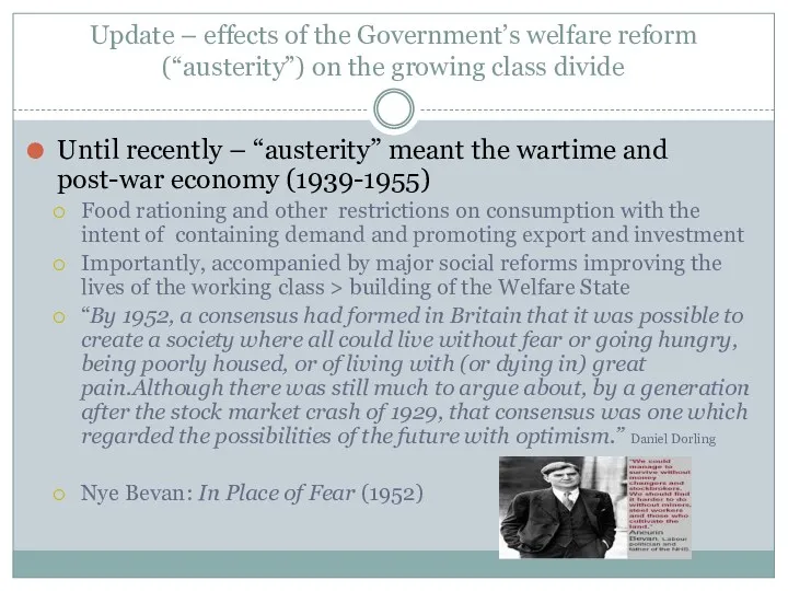 Update – effects of the Government’s welfare reform (“austerity”) on