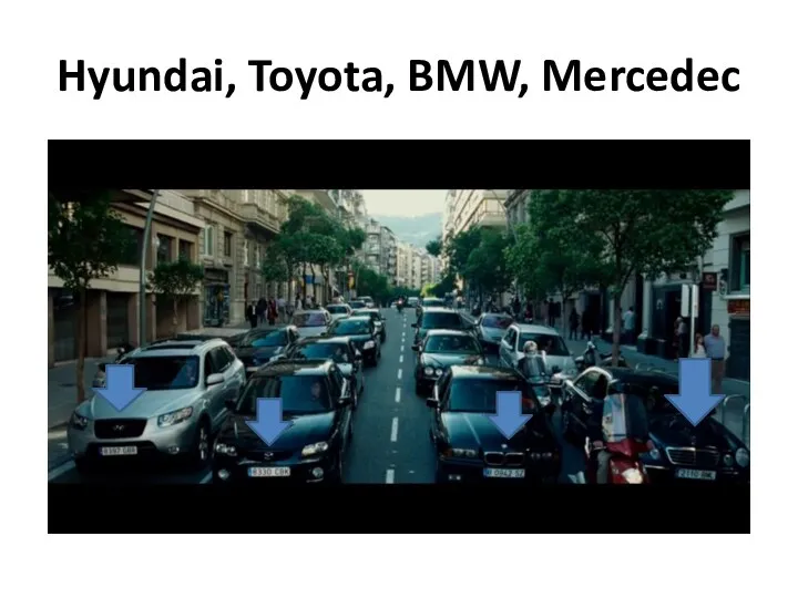 Hyundai, Toyota, BMW, Mercedec