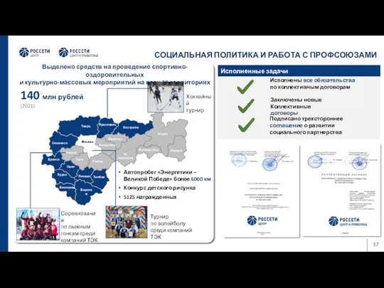 СОЦИАЛЬНАЯ ПОЛИТИКА И РАБОТА С ПРОФСОЮЗАМИ Выделено средств на проведение