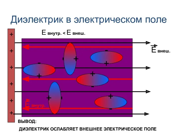 Диэлектрик в электрическом поле + - + + + +