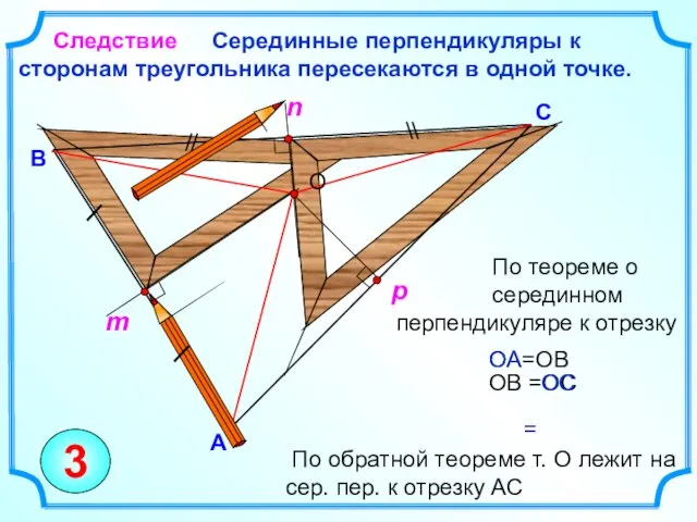 По теореме о серединном перпендикуляре к отрезку Серединные перпендикуляры к