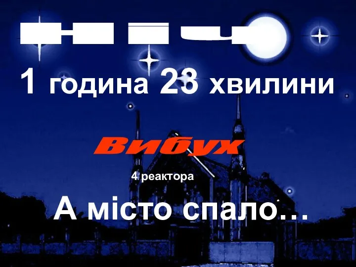 Ніч 1 година 23 хвилини Вибух А місто спало… 4 реактора