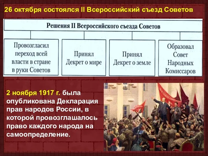 26 октября состоялся II Всероссийский съезд Советов 2 ноября 1917