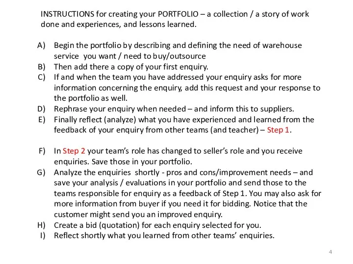 INSTRUCTIONS for creating your PORTFOLIO – a collection / a story of work
