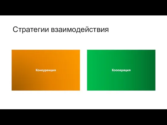 Стратегии взаимодействия Конкуренция Кооперация