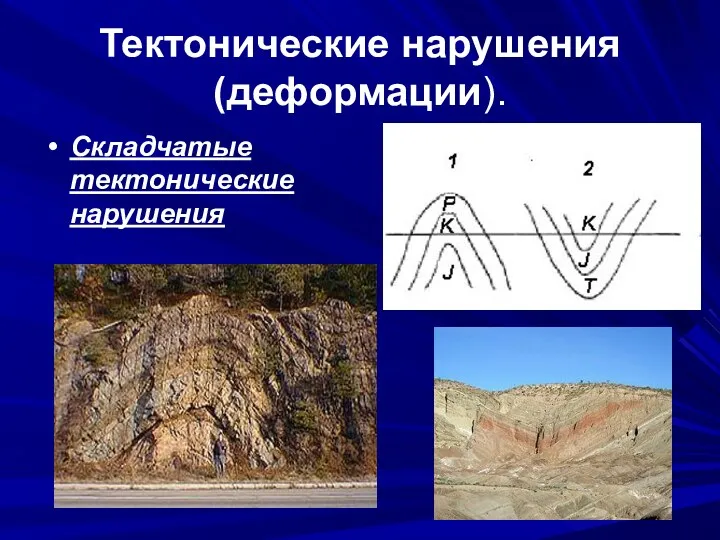 Тектонические нарушения (деформации). Складчатые тектонические нарушения