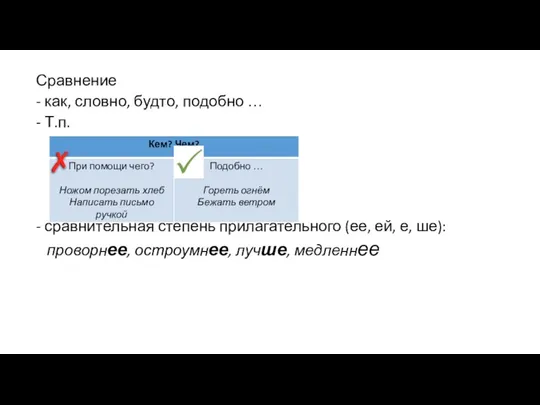 Сравнение - как, словно, будто, подобно … - Т.п. -