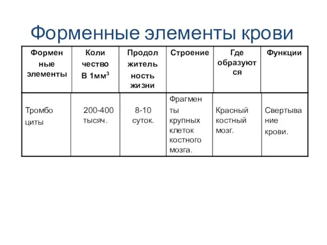 Форменные элементы крови ?