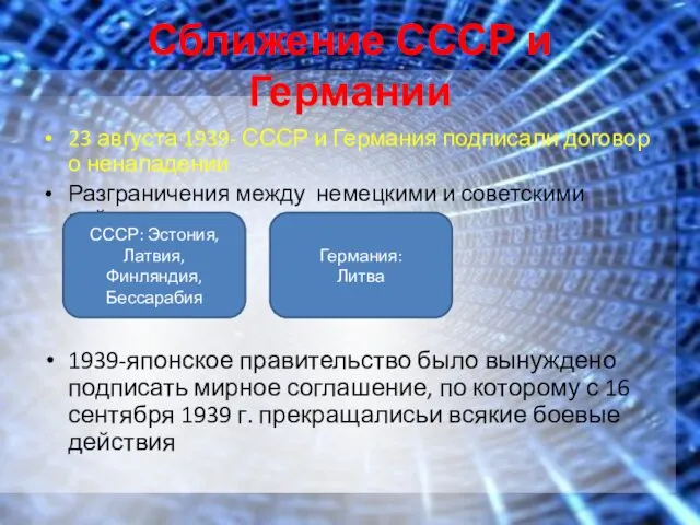 Сближение СССР и Германии 23 августа 1939- СССР и Германия