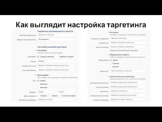 Как выглядит настройка таргетинга