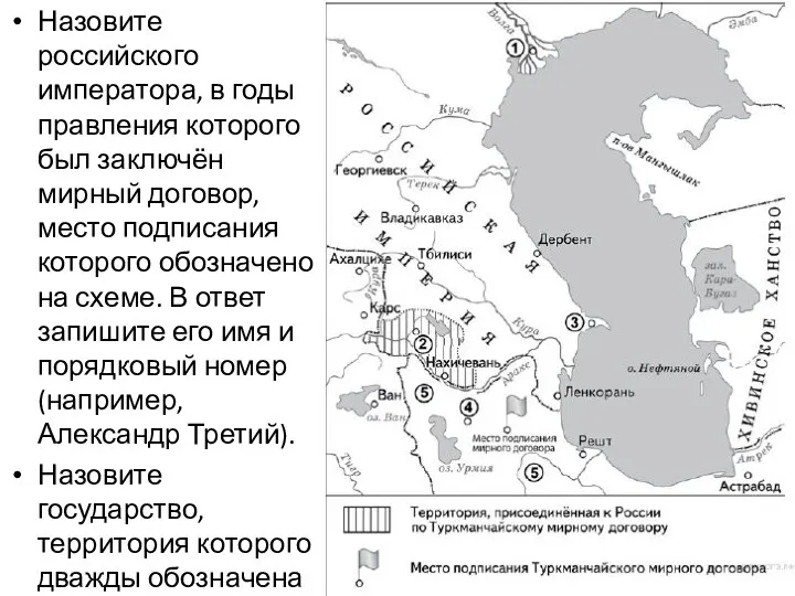 Назовите российского императора, в годы правления которого был заключён мирный