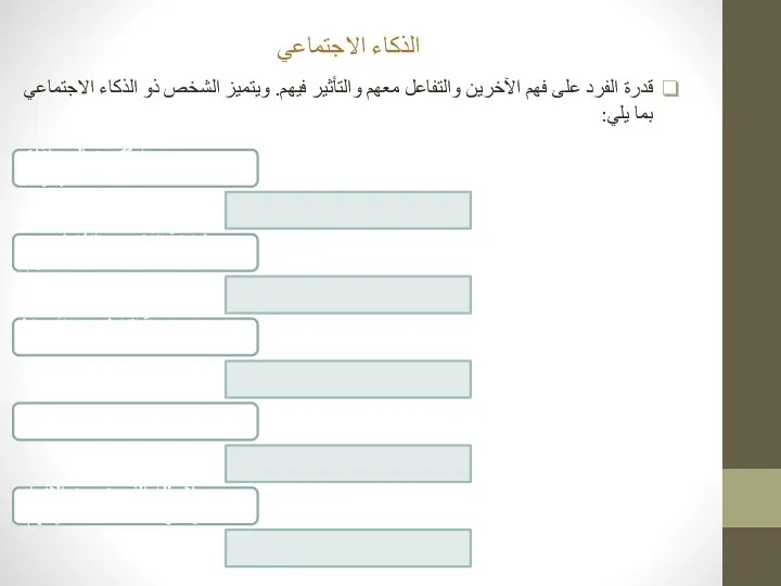 الذكاء الاجتماعي قدرة الفرد على فهم الآخرين والتفاعل معهم والتأثير