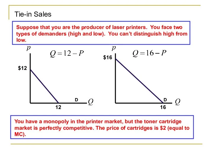 Tie-in Sales Suppose that you are the producer of laser