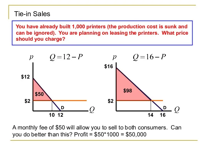 Tie-in Sales You have already built 1,000 printers (the production