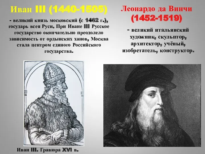 Иван III. Гравюра XVI в. - великий итальянский художник, скульптор,