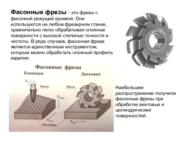 Фасонные фрезы - это фрезы с фасонной режущей кромкой. Они