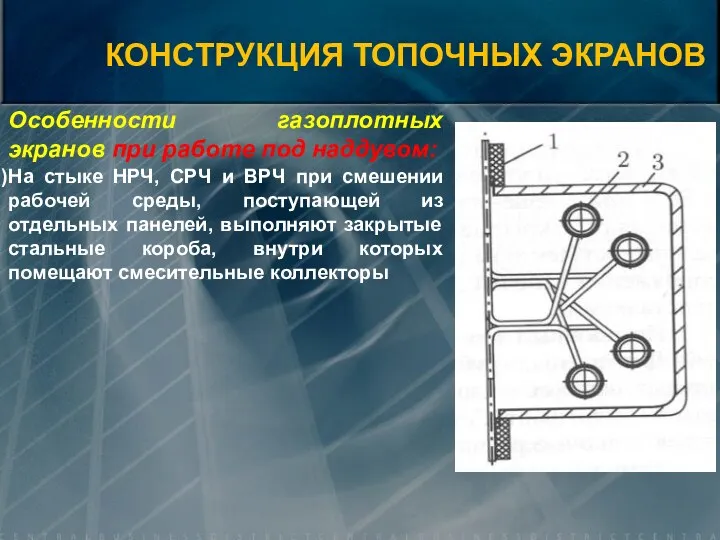 КОНСТРУКЦИЯ ТОПОЧНЫХ ЭКРАНОВ Особенности газоплотных экранов при работе под наддувом: