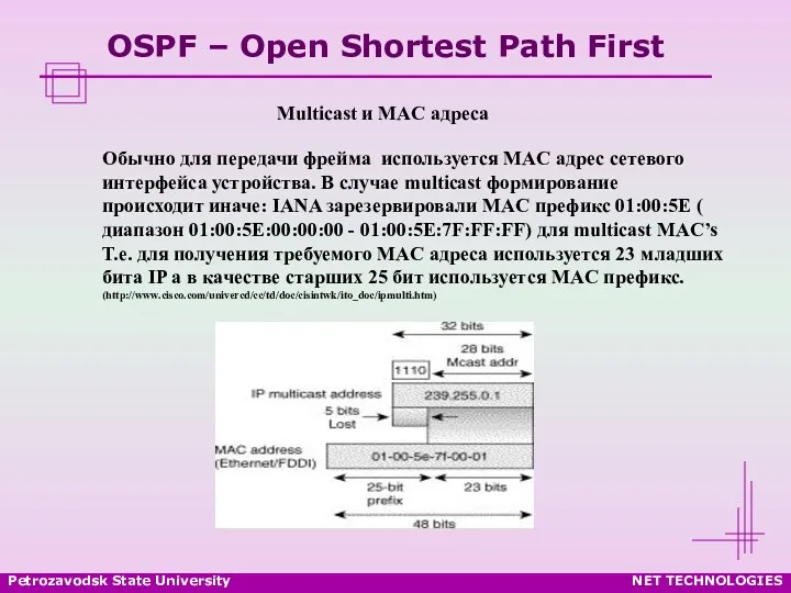 Petrozavodsk State University NET TECHNOLOGIES OSPF – Open Shortest Path