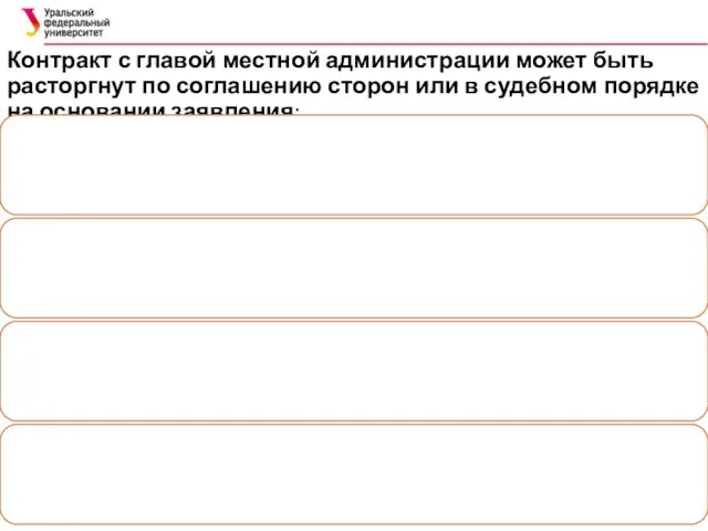 Контракт с главой местной администрации может быть расторгнут по соглашению