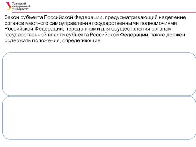 Закон субъекта Российской Федерации, предусматривающий наделение органов местного самоуправления государственными полномочиями Российской Федерации,