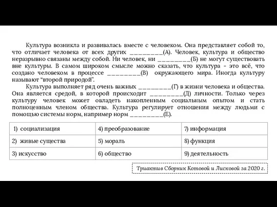 Культура возникла и развивалась вместе с человеком. Она представляет собой