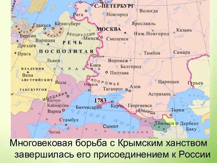 Многовековая борьба с Крымским ханством завершилась его присоединением к России